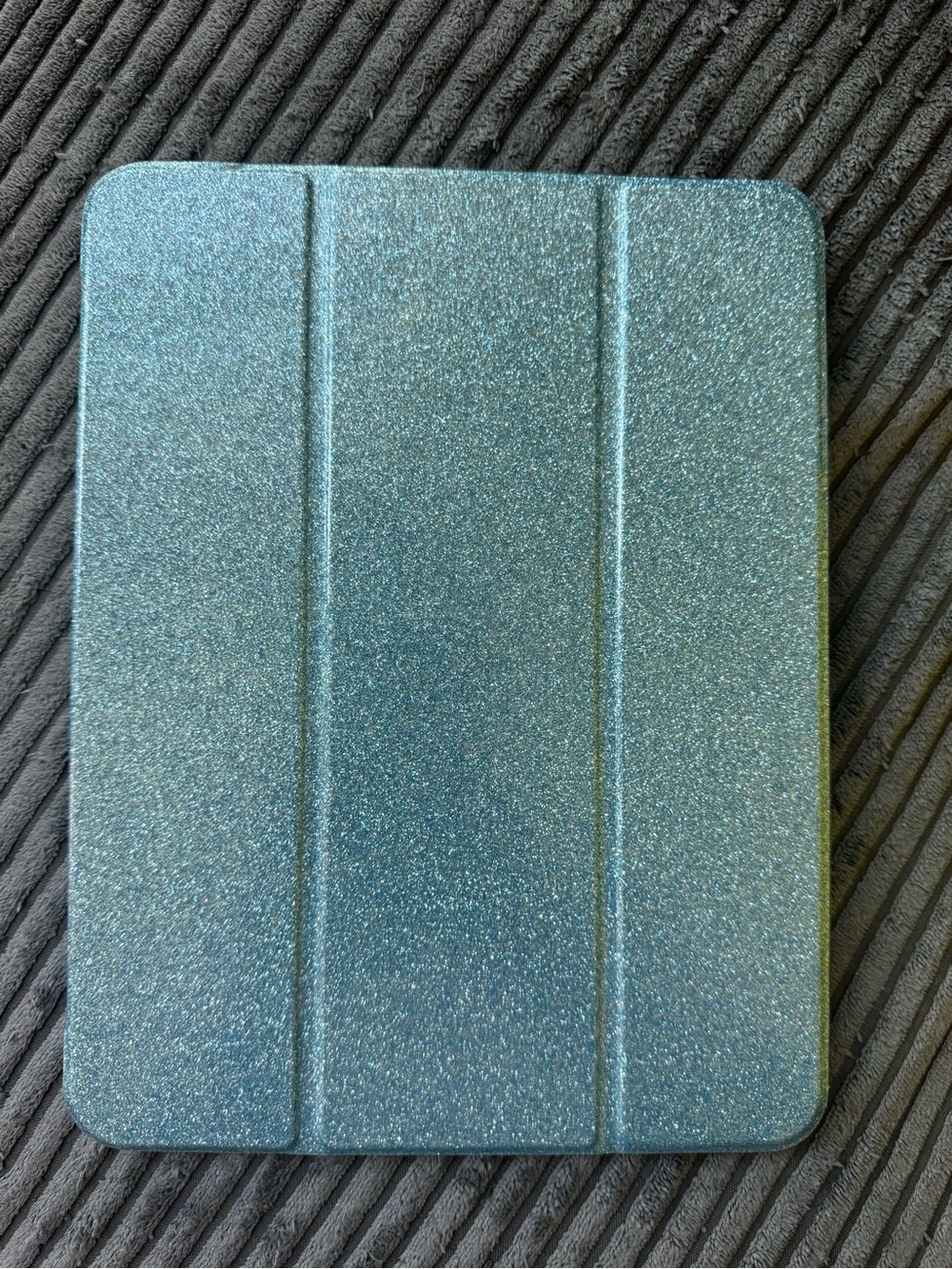 Light Blue Glitter Sparkle iPad Case Clear Back Trifold Smart Cover 10.9” / 11”